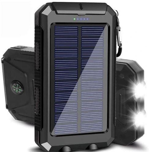 New Powerbank med Solceller - 4000 mAh - Svart