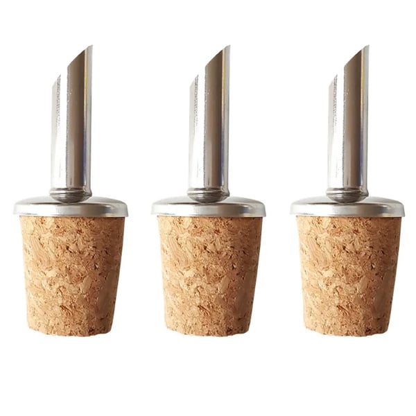 3-pack Droppkork i rostfritt stål och kork