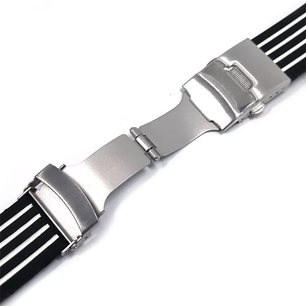 Klockarmband Ränder Silikon m metallspänne 20 mm - Välj färg