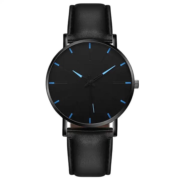 Modern stilren klocka med armband i äkta läder - Välj färg
