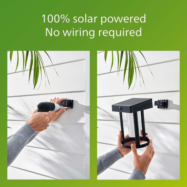 Fyve Vegglampe Vinklet Solcelle Ultra Effektiv LED 200lm Sort