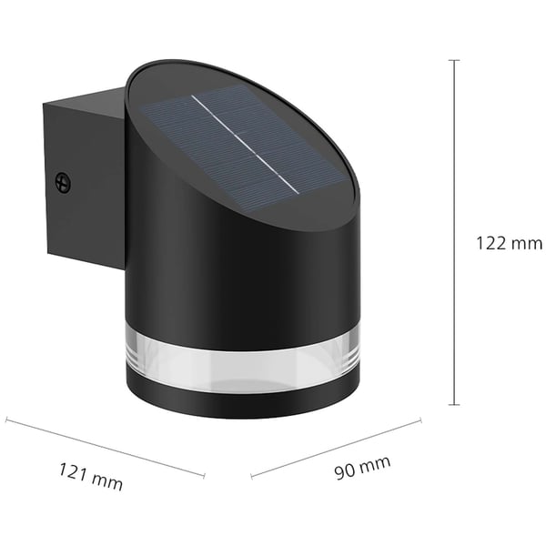 Fyve Vegglampe Vinklet Solcelle Ultra Effektiv LED 200lm Sort