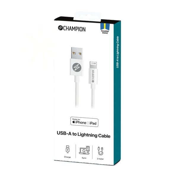 USB-A til Lightning-kabel 2m Hvid