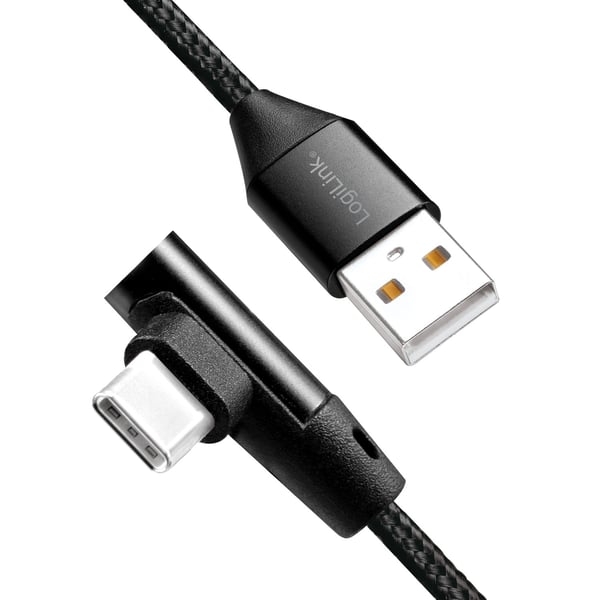 Vinklet USB-C kabel USB 2.0 Max 3A 1m