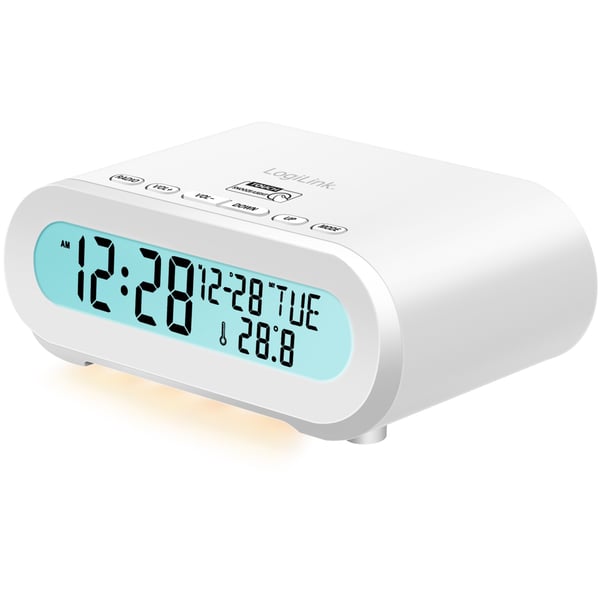 Clockradio Temp/Fugtighed USB-C/Batteridrift Hvid