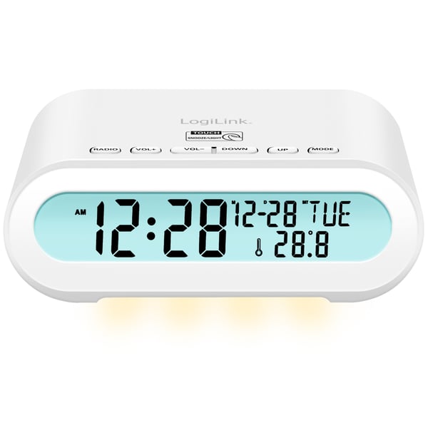 Clockradio Temp/Fugtighed USB-C/Batteridrift Hvid