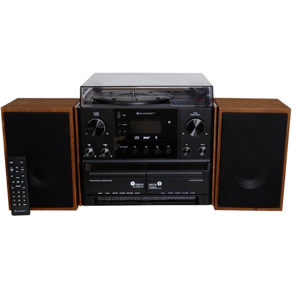 Stereomusikksenter MCD5600 med DAB+/FM-radio, CD/MP3, platespiller, dobbelkassett, USB, Bluetooth