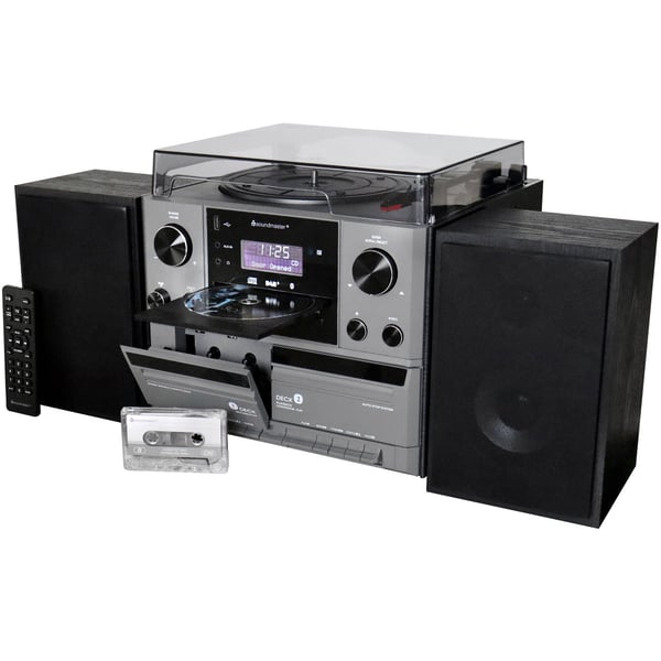 Stereomusikksenter MCD5600 med DAB+/FM-radio, CD/MP3, platespiller, dobbelkassett, USB, Bluetooth