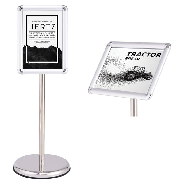 Informasjonsstativ, informasjonsstativ, plakatstativ, kundestopper laget av metall, dreibar (A4)