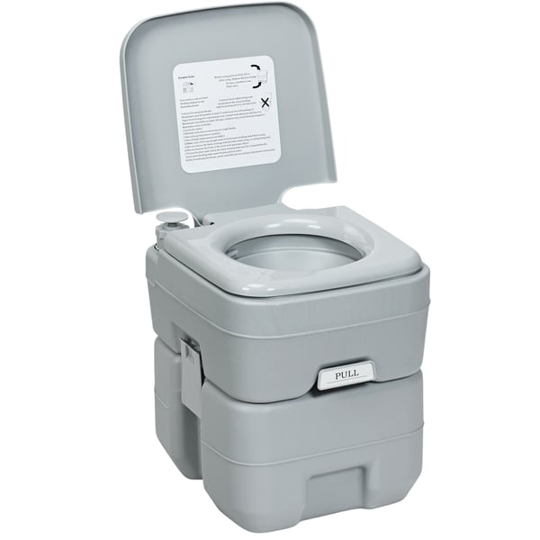 Campingtoalett, resetoalett, mobiltoalett, portabel utedass, 20 L, grå