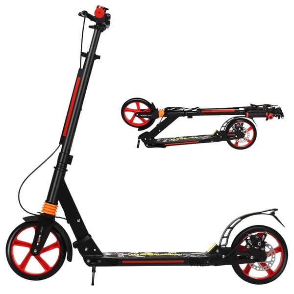 Kickscooter byscooter bærestropp scooter høydejusterbar sparkesykkel svart