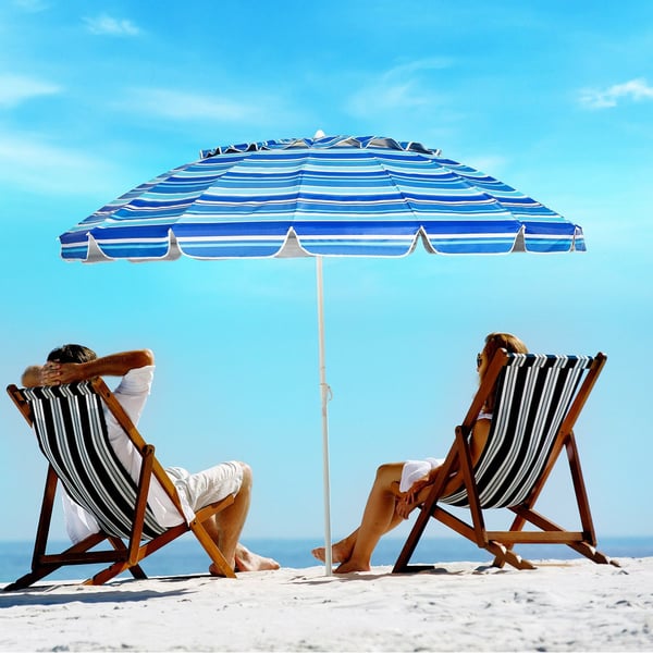 243 cm strandparasol udendørs parasol strandparasol aluminium vippebar terrasseparasol - mørkeblå