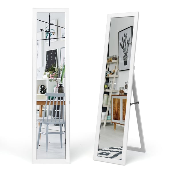 2 i 1 helkroppsspeil full lengde speil med treramme 37 x 155 cm hvit
