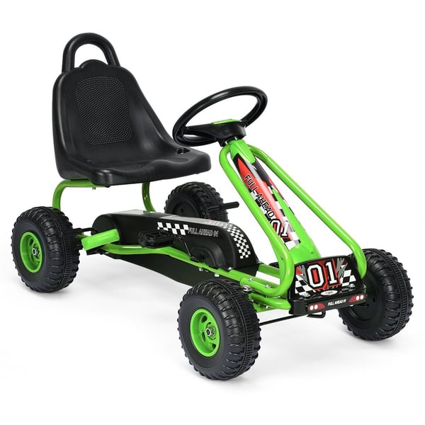 Pedal Go Kart med justerbart sete 4 hjul Pedaldrevet kjørebil 92 x 50 x 53 cm Grønn + svart Pedal Go Kart med justerbart sete 4 hjul Pedaldrevet kjørebil 92 x 50 x 53 cm Grønn + svart