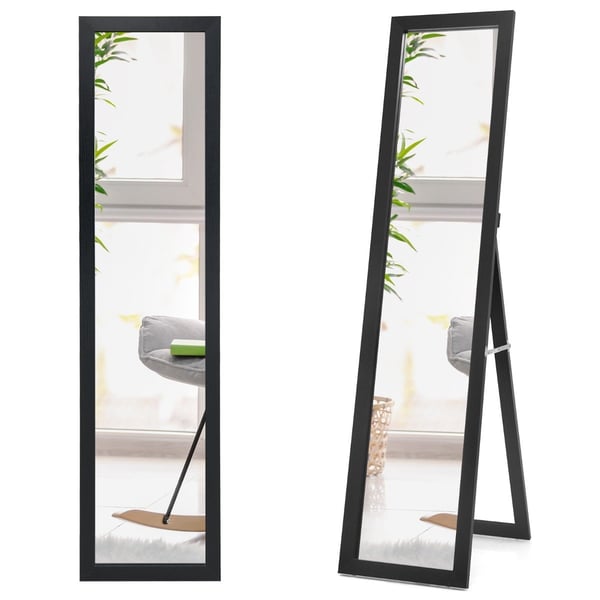 2 i 1 helkroppsspeil helkroppsspeil med treramme 37 x 155 cm svart