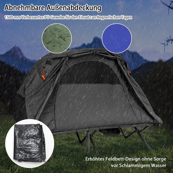 4 i 1 turteltsett for 2 personer med trekk og madrass 194 x 146 x 160 cm grå