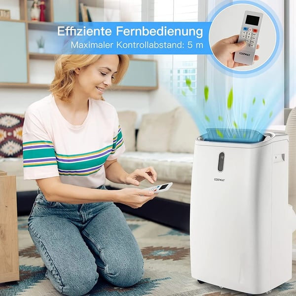 5 in 1 -ilmastointilaite 14000 BTU Lämmitys, Jäähdytys & Tuuletin ja Kuivaus Kannettava Ilmastointilaite 40 ㎡ 44,5 x 39 x 77 cm Valkoinen