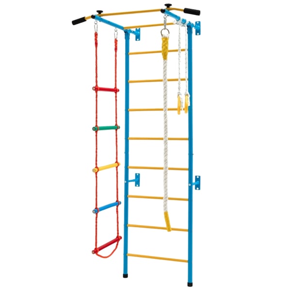 Børns klatrevæg hjemmesportsudstyr til børn op til 100 kg 107 x 83 x 223 cm blå og gul