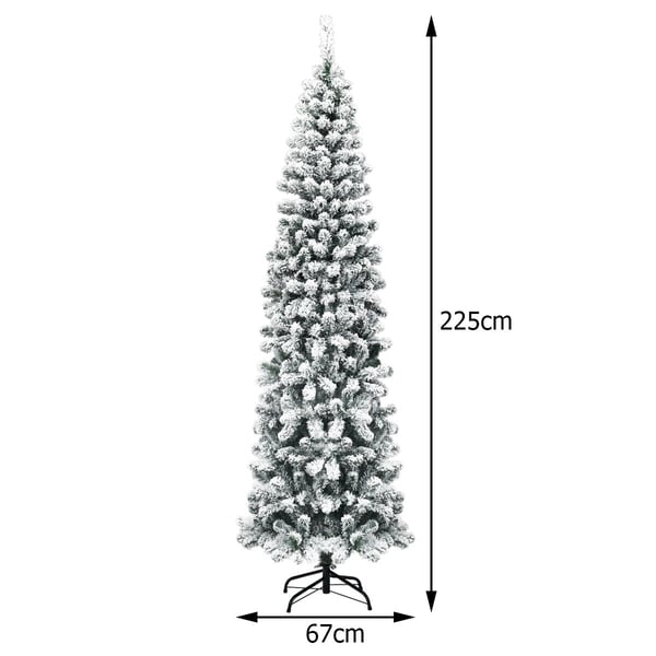 Kunstig snødekt juletre med 461 greiner som måler 225 cm