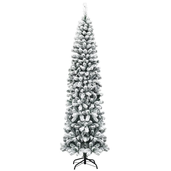 Kunstig snødekt juletre med 461 greiner som måler 225 cm