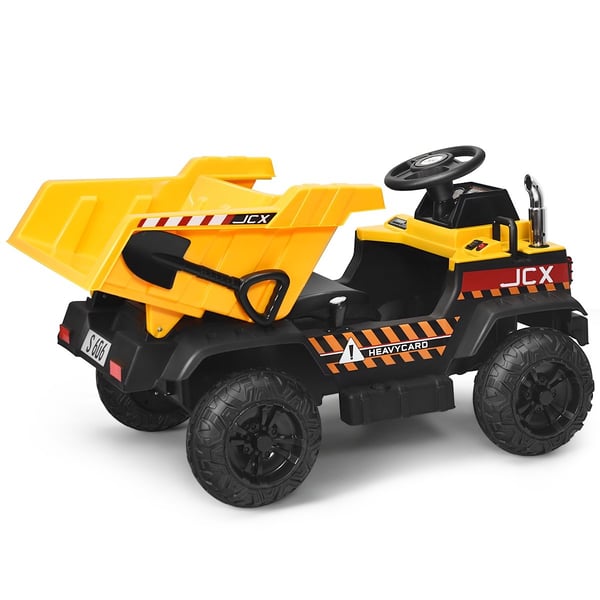 12V barnetraktor med elektrisk bakre spade & fjernkontroll & lys + musikk + radio for barn fra 3 år og oppover
