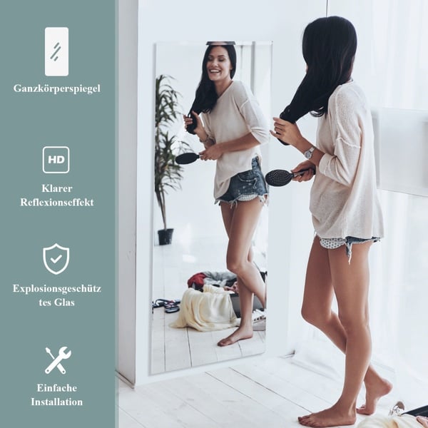 Full lengde rektangulær vegg/hellengdes speil med skråkant 110 x 38 cm