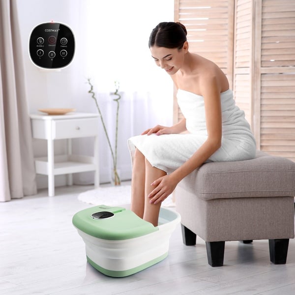 Sammenklappeligt fodbad med varme fodbad med fjernbetjening massager 33,5 x 41 x 20,5 cm grøn