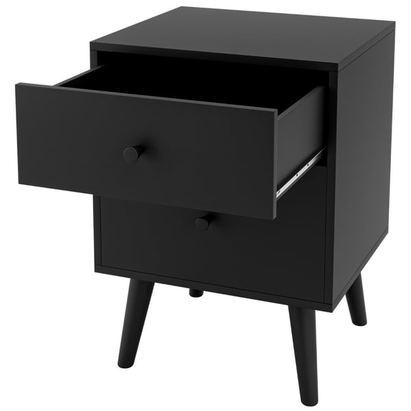 Nattbord med 2 skuffer sidebord med heltre ben 45 x 39,5 x 62 cm eik