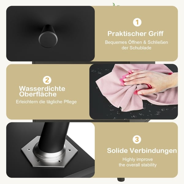 Nattbord med 2 skuffer sidebord med heltre ben 45 x 39,5 x 62 cm eik