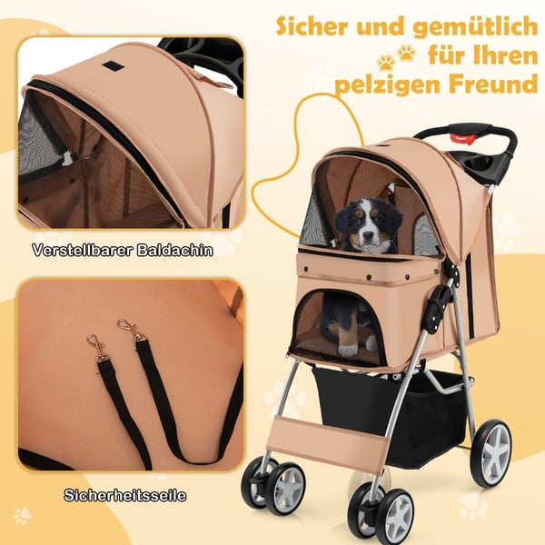 Hundvagn husdjursvagn upp till 15 kg 81 x 45 x 101 cm beige