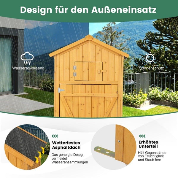 Trädgårdsbod utrustningsskåp för utomhusbruk 75 x 50 x 180,5 cm natur