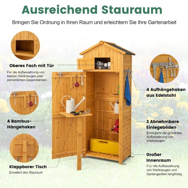 Trädgårdsbod utrustningsskåp för utomhusbruk 75 x 50 x 180,5 cm natur