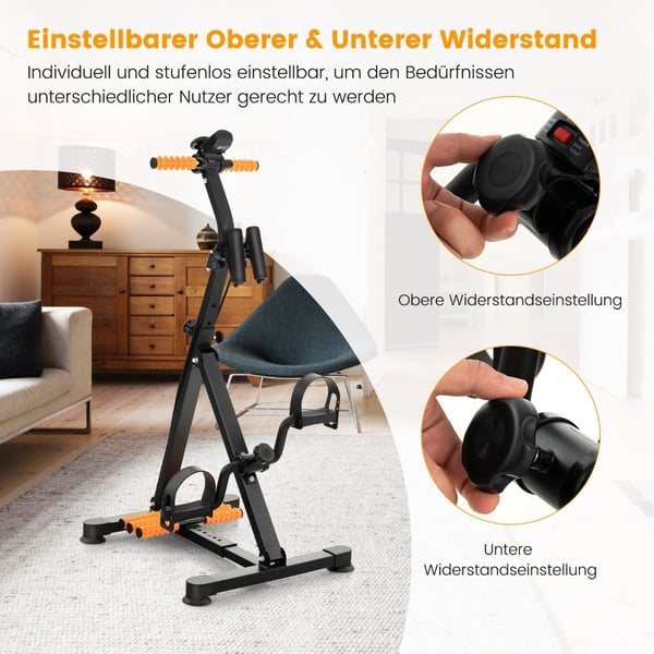 Poljinharjoitus senioreille Fitness-laite käsille 43-53 x 45 x 87-100 cm musta + oranssi