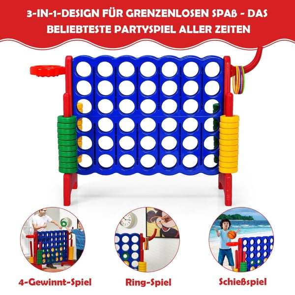 Stort 4-i-række-jumbo 4-i-række-sæt 84 x 33 x 79 cm blå + rød