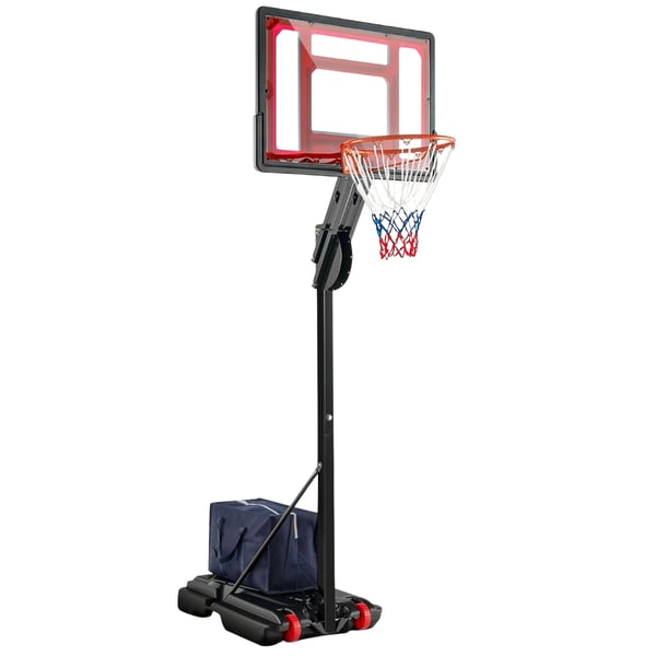 Høydejusterbart basketballstativ basketballkurv med stativ og 2 hjul 105-260 cm svart