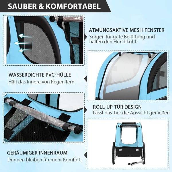 Hundehenger for sykkel Dyrehenger for sykkel 40 kg lasteevne blå