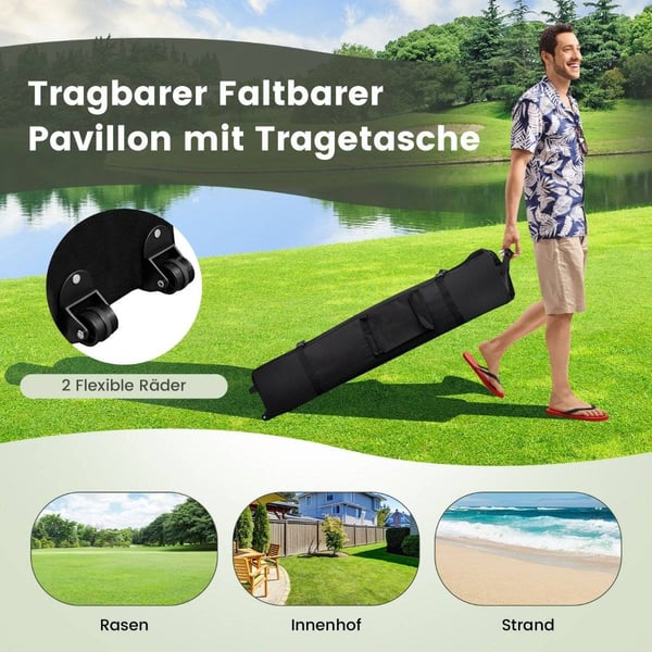 4 x 4 m lysthus hagepaviljong med nettingsidevegger UV-beskyttelse 50+ grå
