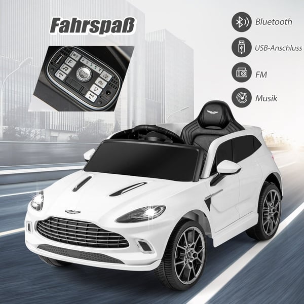 12V Aston Martin DBX barnebil med 2,4G fjernkontroll 1,4-2,5 km/t hvit