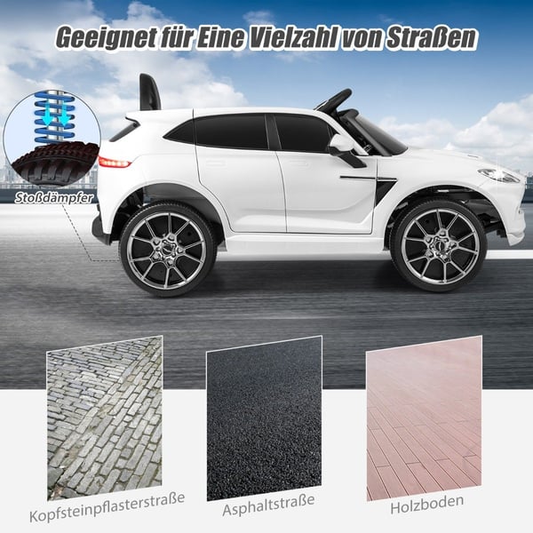12V Aston Martin DBX barnebil med 2,4G fjernkontroll 1,4-2,5 km/t hvit