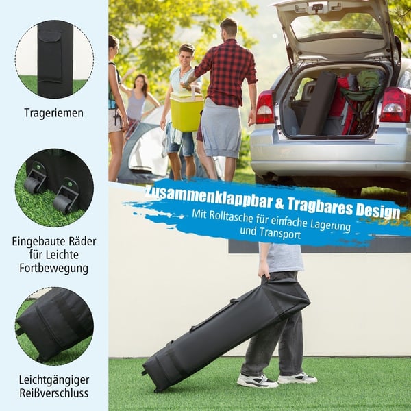 3x3m Instant Pop Up baldakintelt med markiser Utendørs solskjerm grå
