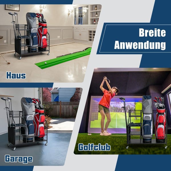 Golftaskestativ til garagevognen til golfudstyr golftaskestativ med kølleholder