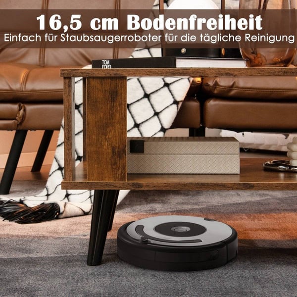 Salongbord for små rom 2-lags salongbord laget av tre 70 x 50 x 41 cm