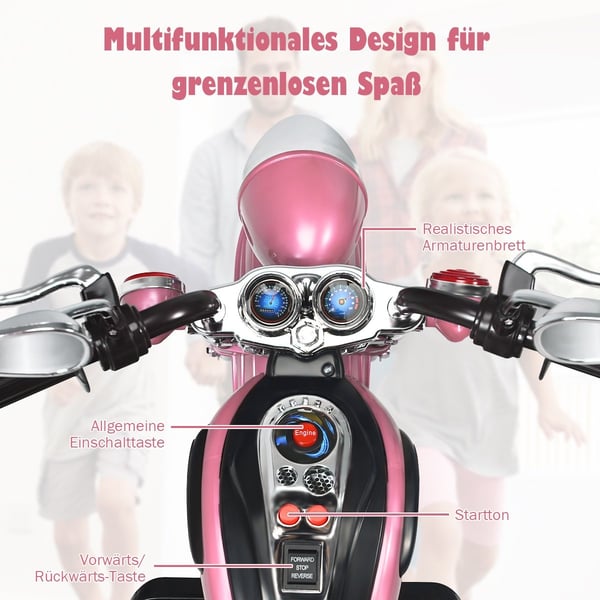 6 V elektrisk motorsykkel Batteridrevet motorsykkel med musikk 91 x 48 x 64 cm Rosa