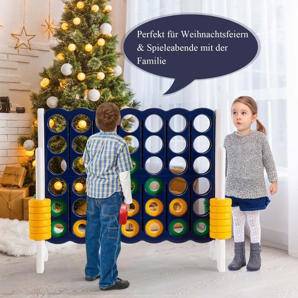 Match 4 gigantiske spillsett for barn og voksne 120 x 42 x 104 cm grå + mørkeblå