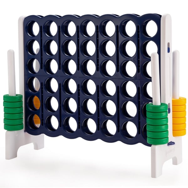 Match 4 gigantiske spillsett for barn og voksne 120 x 42 x 104 cm grå + mørkeblå