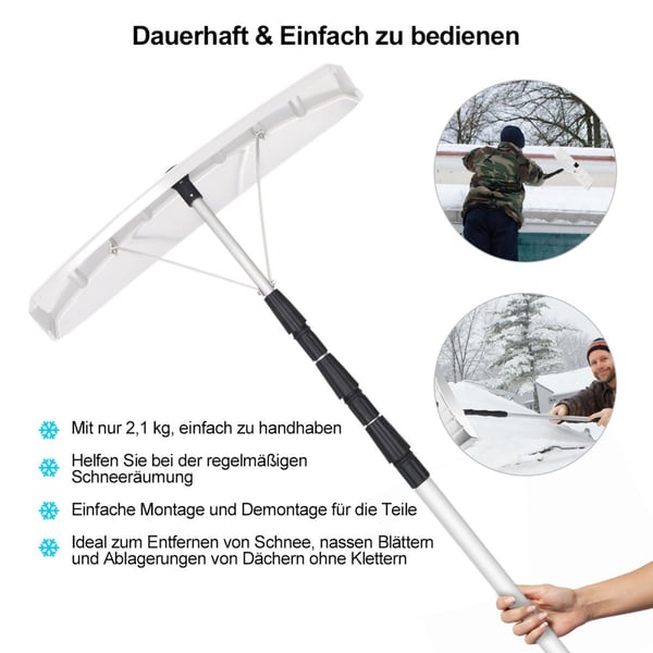 201-630 cm snöskyffel i aluminium med gummiläppen snöröjare för tak