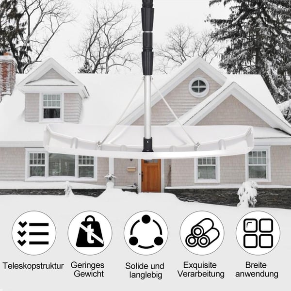 201-630 cm snöskyffel i aluminium med gummiläppen snöröjare för tak