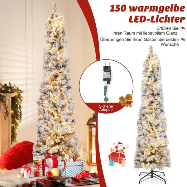 180 cm juletre Snødekket juletre med 150 varmhvite lys