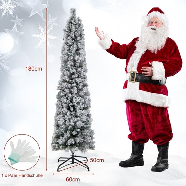 180 cm juletre Snødekket juletre med 150 varmhvite lys