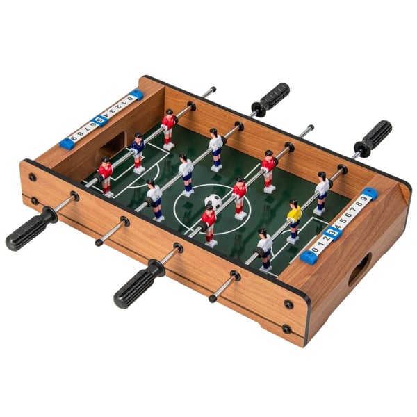 Minifotballbord for 2 spillere, plassbesparende fotballbord med robust håndtak, 51 x 30,5 x 9 cm, naturlig